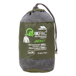Outdoor regnjakke unisex grn i pose | Qikpac Trespass