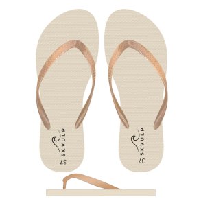 Toe-split Sandal. Beige/guld | Skvulp