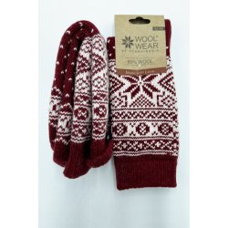 Ragsokker 60% uld med snefnug Bourdeaux/hvid | 31 Woolwear
