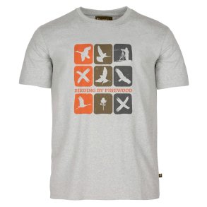 Herre t-shirt fuglemotiv - lys gr�. Recycled bomuld | Birding Pinewood