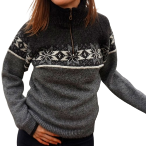 Striktrje dame koksgr pullover 100% uld | Norwool of Norway